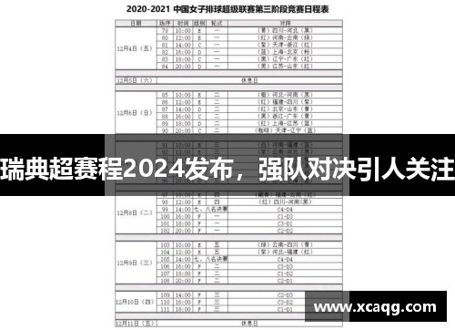 瑞典超赛程2024发布，强队对决引人关注